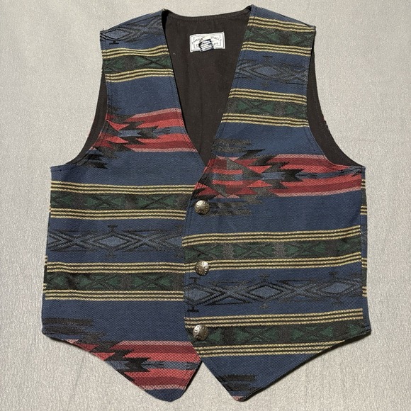 American Eagle Outfitters Jackets & Blazers - Vintage Tapestry Vest L Crop Cut Buckle Cinch Southwestern Artsy Aztec Native
